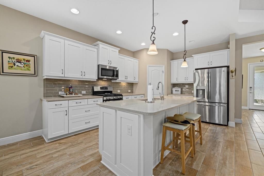 Kitchen with stainless steel appliances