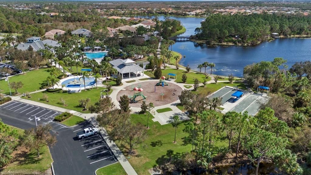 Splash park, pavillion, community pool