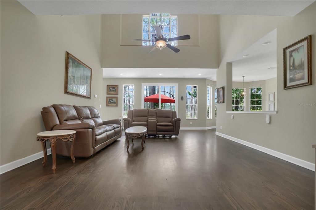 Great room showing 2-story ceiling height