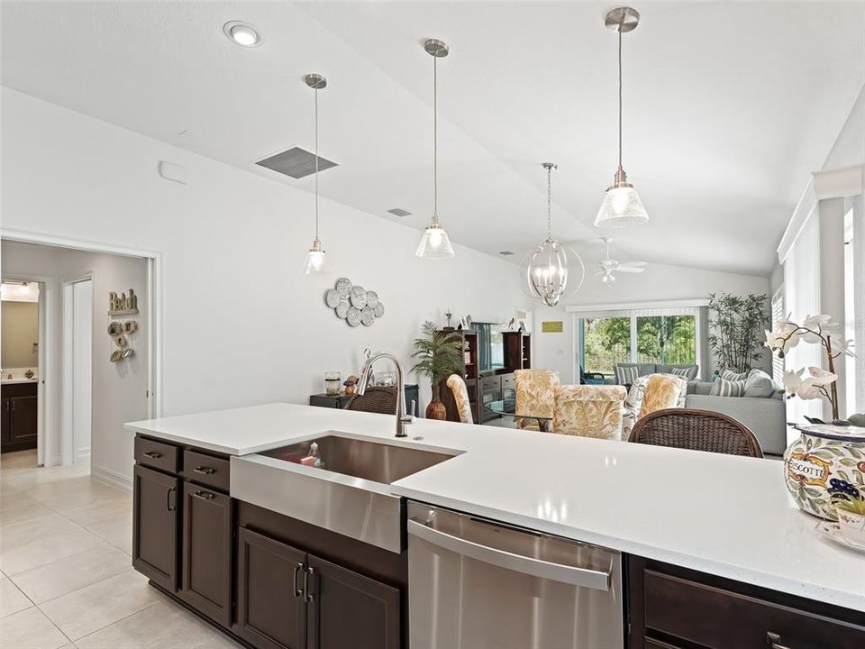 Kitchen open to the Dining and Living Area