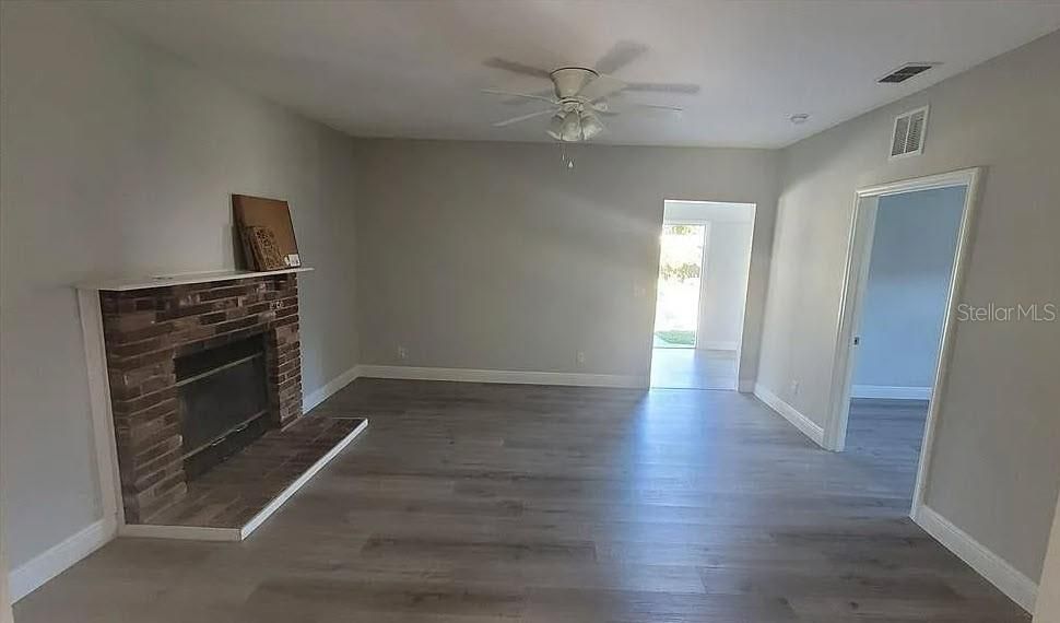 Living Room and wood burning fireplace