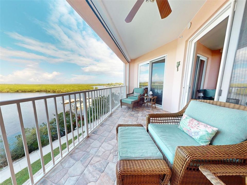 Tiled Balcony with direct waterview of Intracoastal