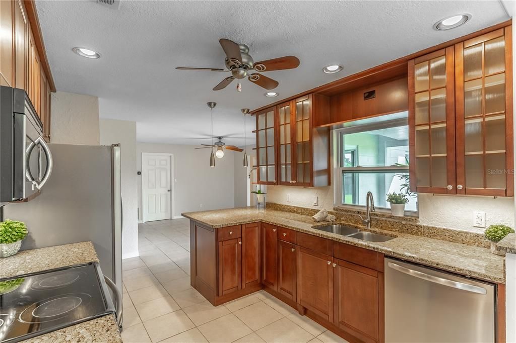 Kitchen with Pass-Thru Window to Enclosed Patio