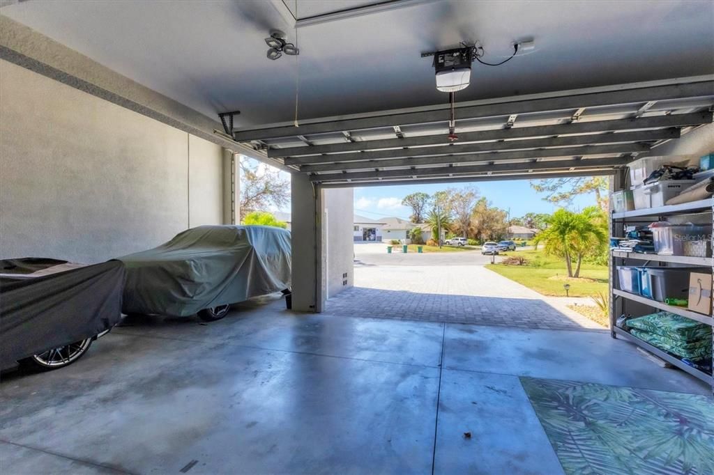 There is an attached 2 car garage as well as an attached oversized RV garage