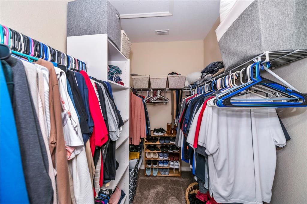 Large walk in closet in primary bedrom.