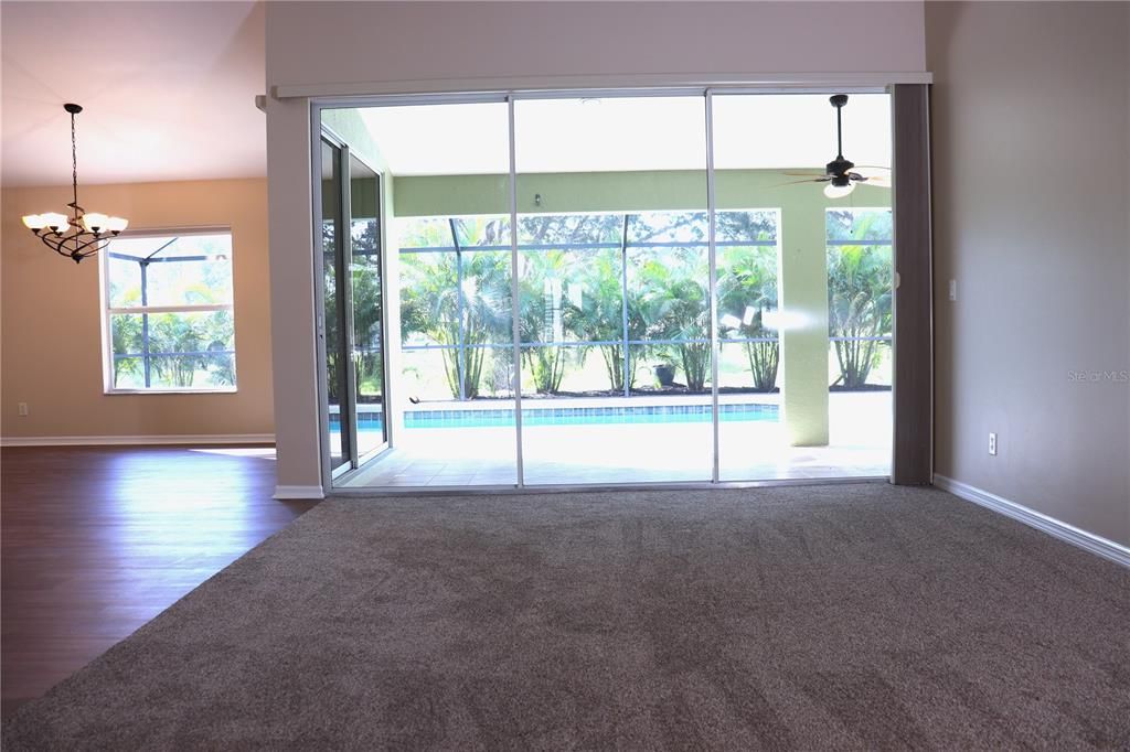 Living Room with view of pool