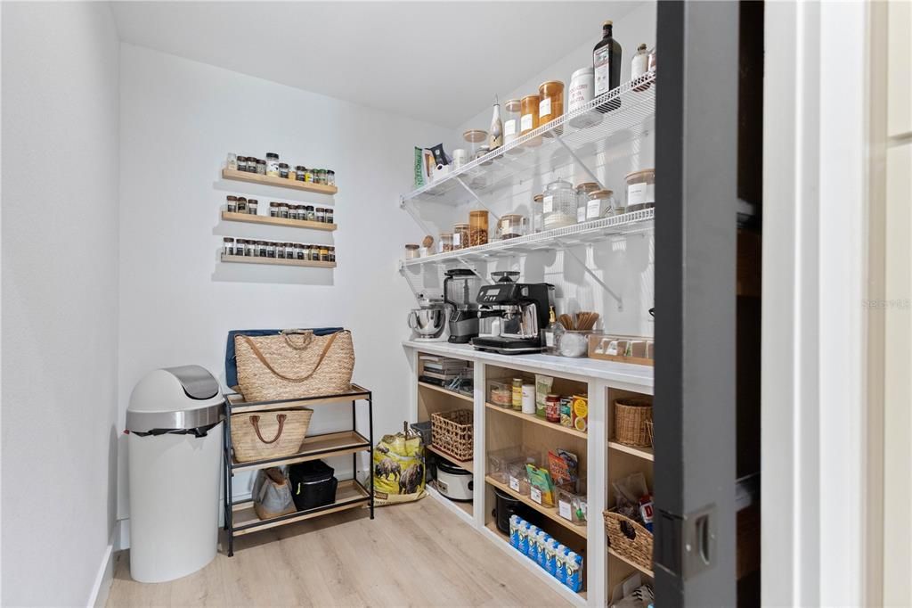 Large Walk-in Pantry off the kitchen with built-in cabinets