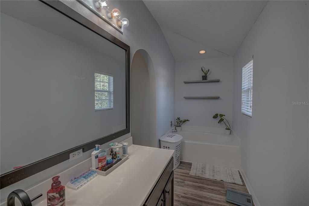 Primary bathroom with soaking tub