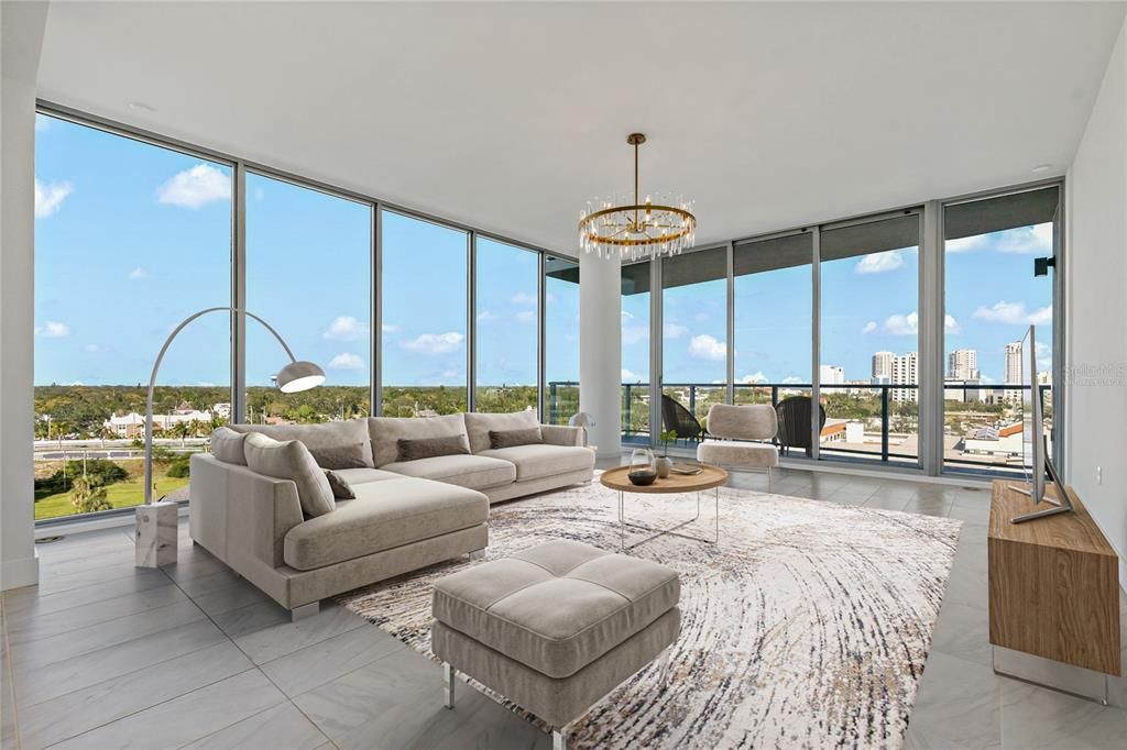 VIRTUALLY STAGED! LUXURIOUS FLOOR TO CEILING WINDOWS OVERLOOKING ST. PETE & TAMPA BAY!