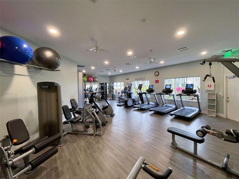 Fitness center has everything you need to for a great workout.