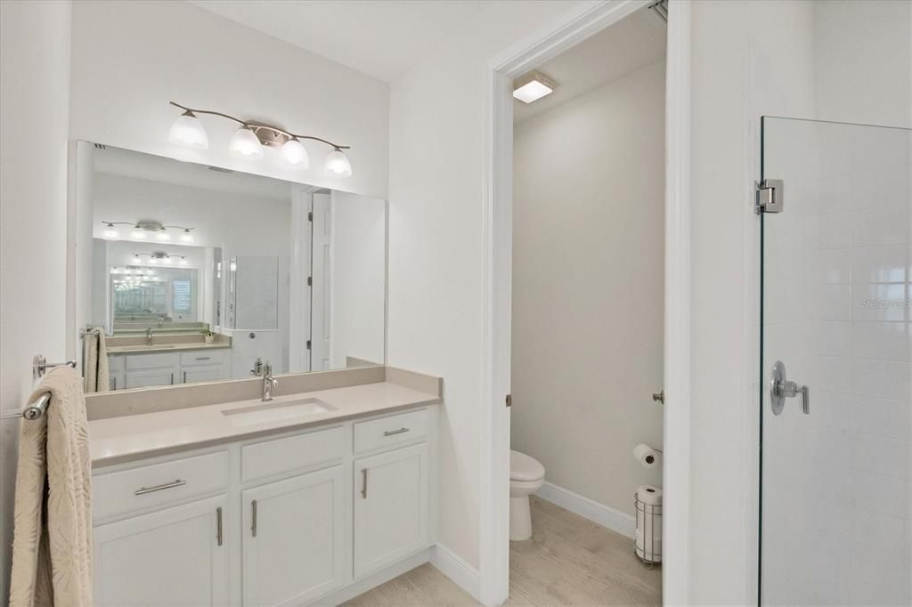 Primary bath with split vanities