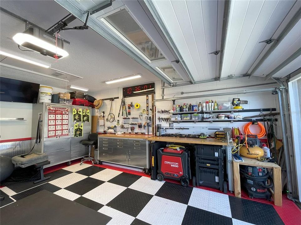 Amazing finished garage with custom floor