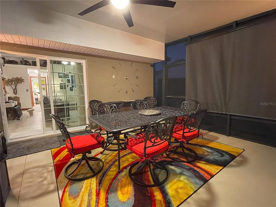 Dining area and crank-down shade