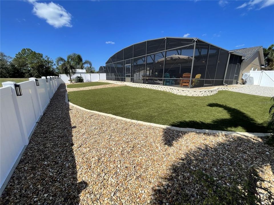 Back yard with artificial turf