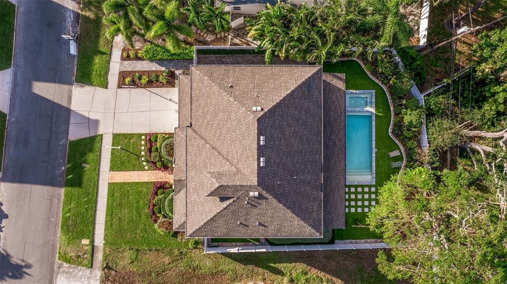 Aerial view of the 2 story home.