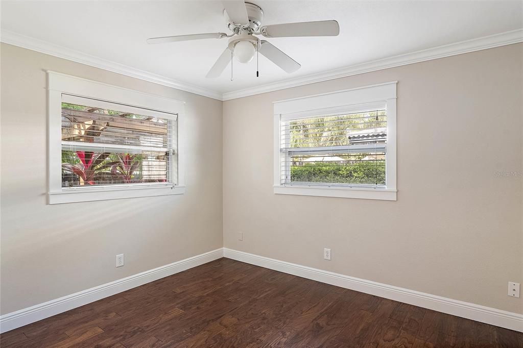 First guest room overlooking the side and backyard.