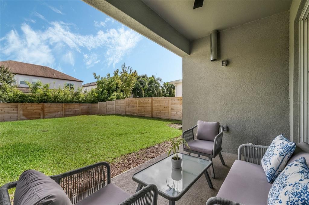 Covered lanai with built in plumbing for outdoor kitchen