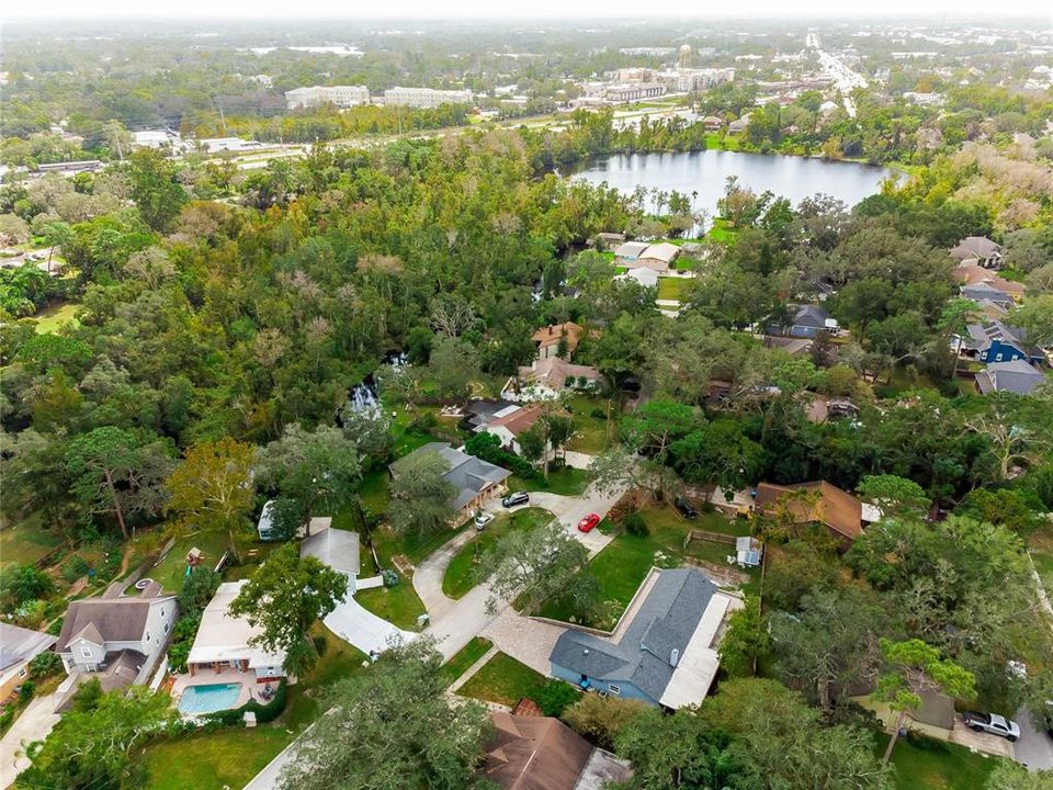 Aerial Showing East Lake in Distance - canal from home leads into