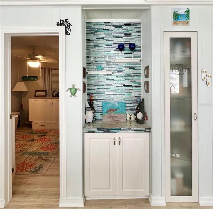 Dry bar and pantry storage