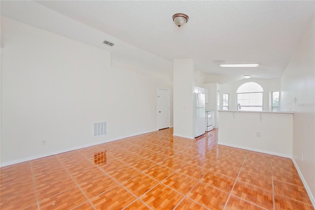 Living Room w/view of Kitchen