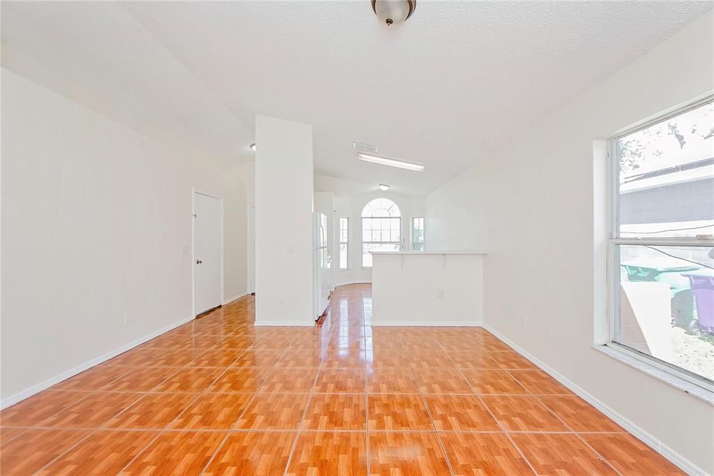 Living Room w/view of Kitchen