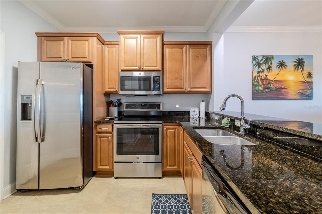 Wood Cabinets with Granite Counters