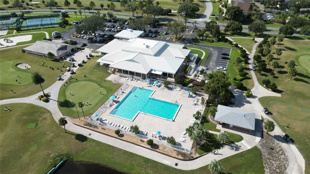 Byrds eye view over Club House and community pool area