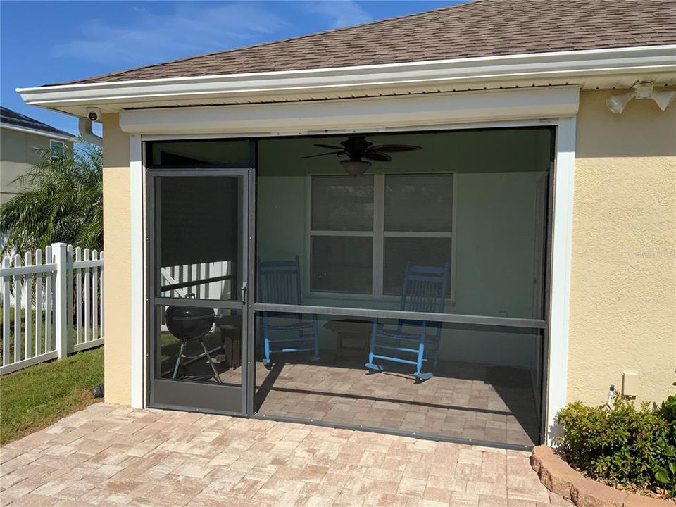 Patio w/Close Up View of Hurricane Shutter