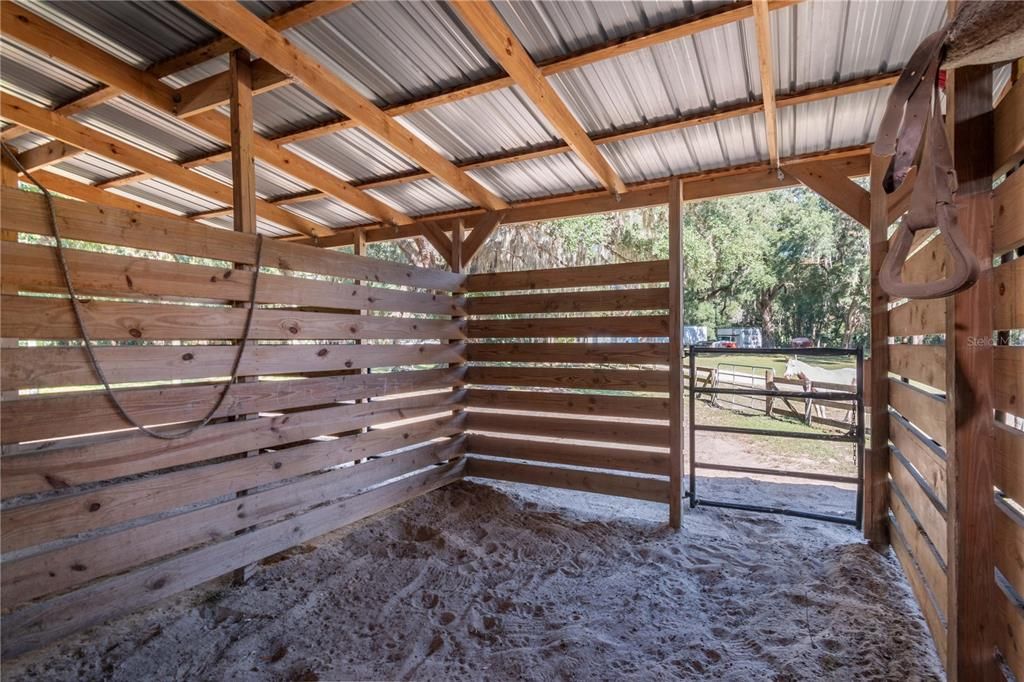 inside 3 stall barn