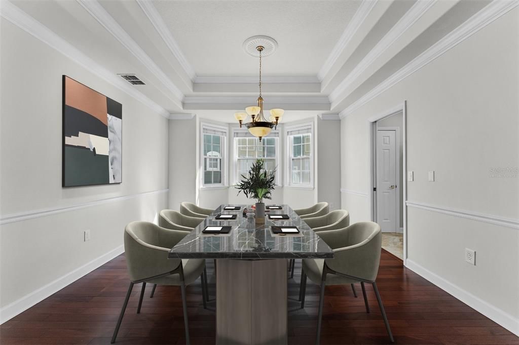 Virtually staged formal dining room