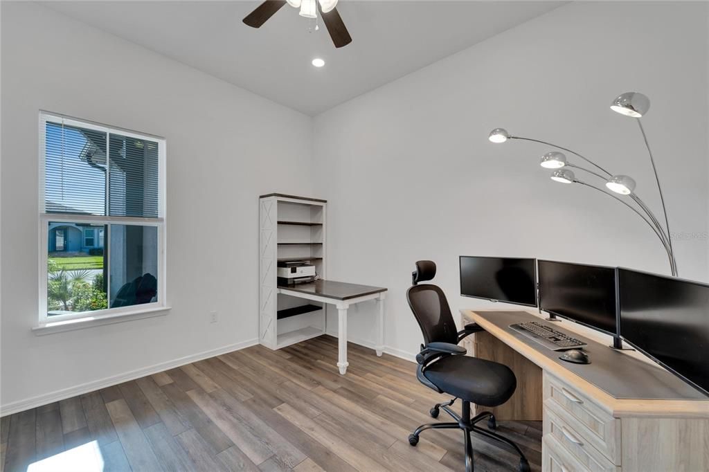 Office/ flex space overlooks front of home