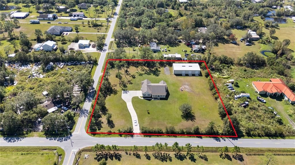 aerial view of  the 2.11 acre property