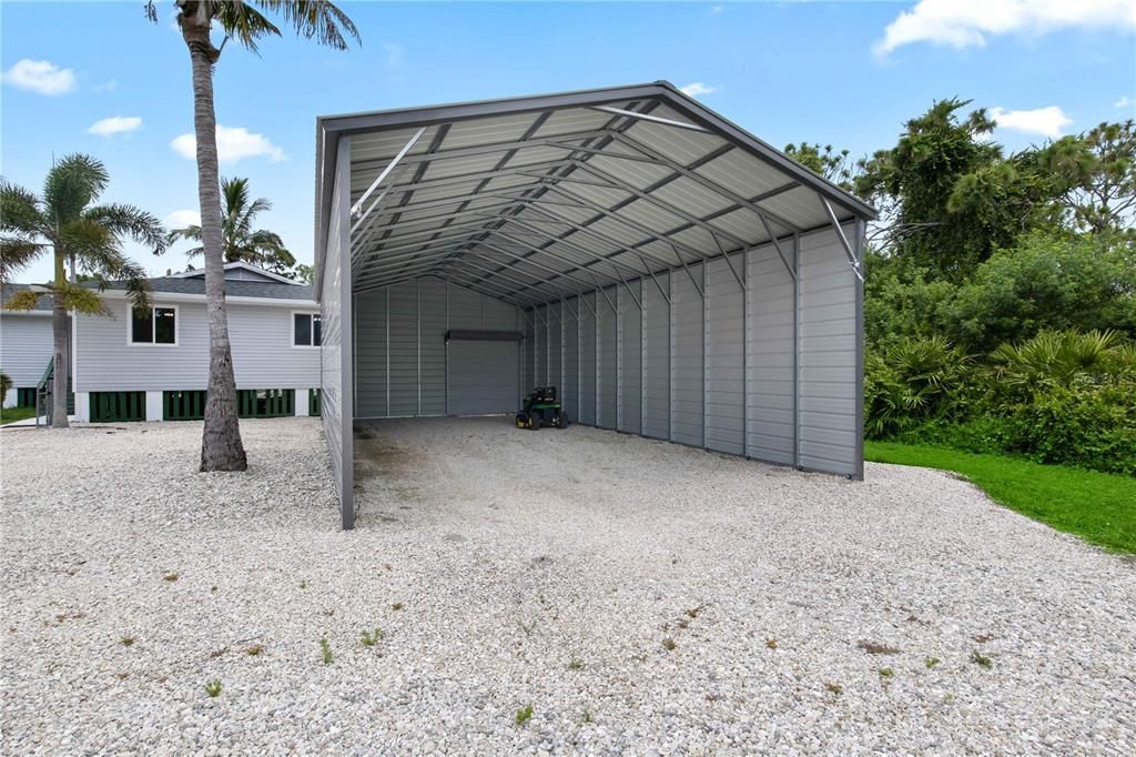 Front of house with huge open garage