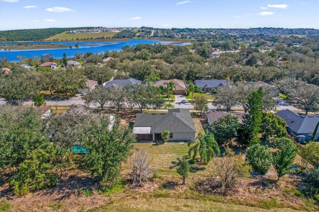 Aerial back view of the property