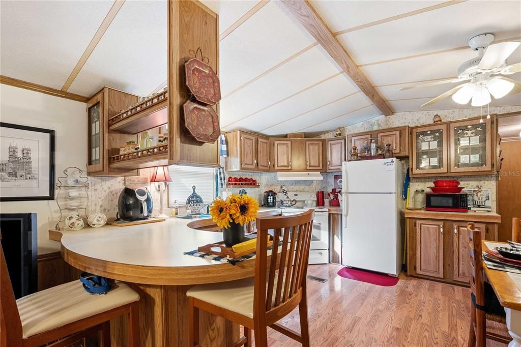 Breakfast bar in this kitchen.