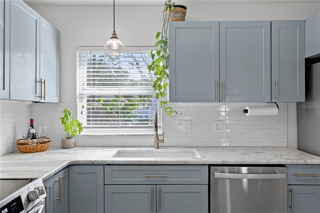 white subway tile backsplash