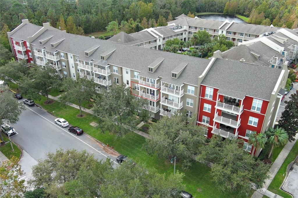 Front of Building; Condo Highlighted in Red