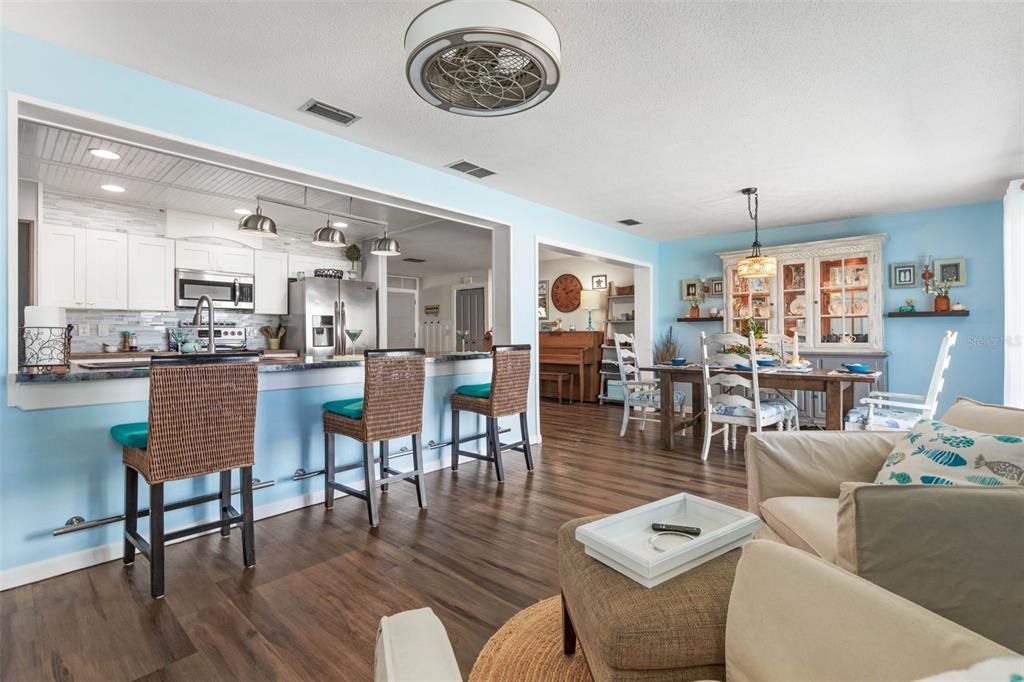 Kitchen, Great Room & Dining Area