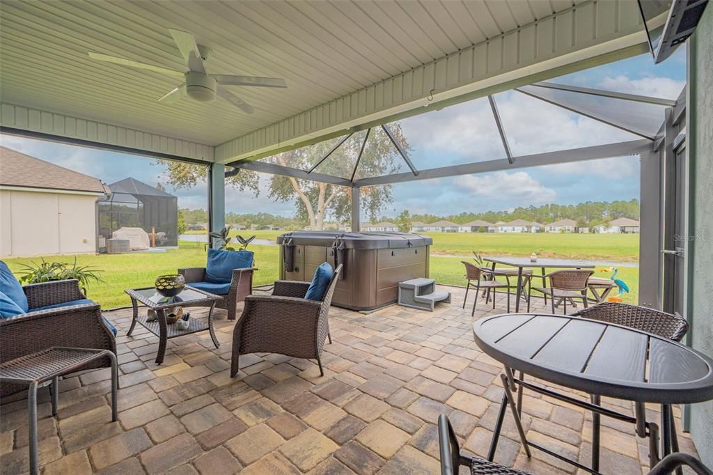 Paver lanai with hot tub