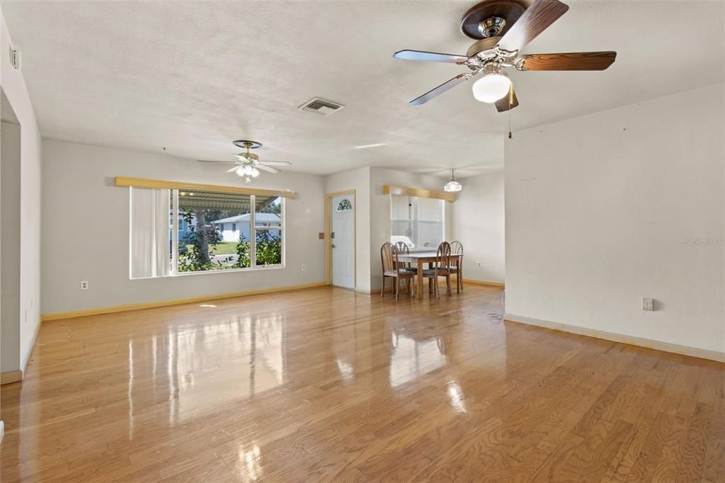 Large living room and dining area.