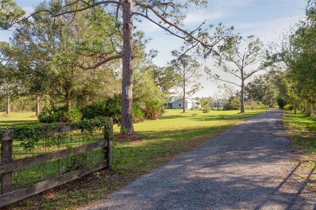 Private paved road leading to the 10 acre estate.