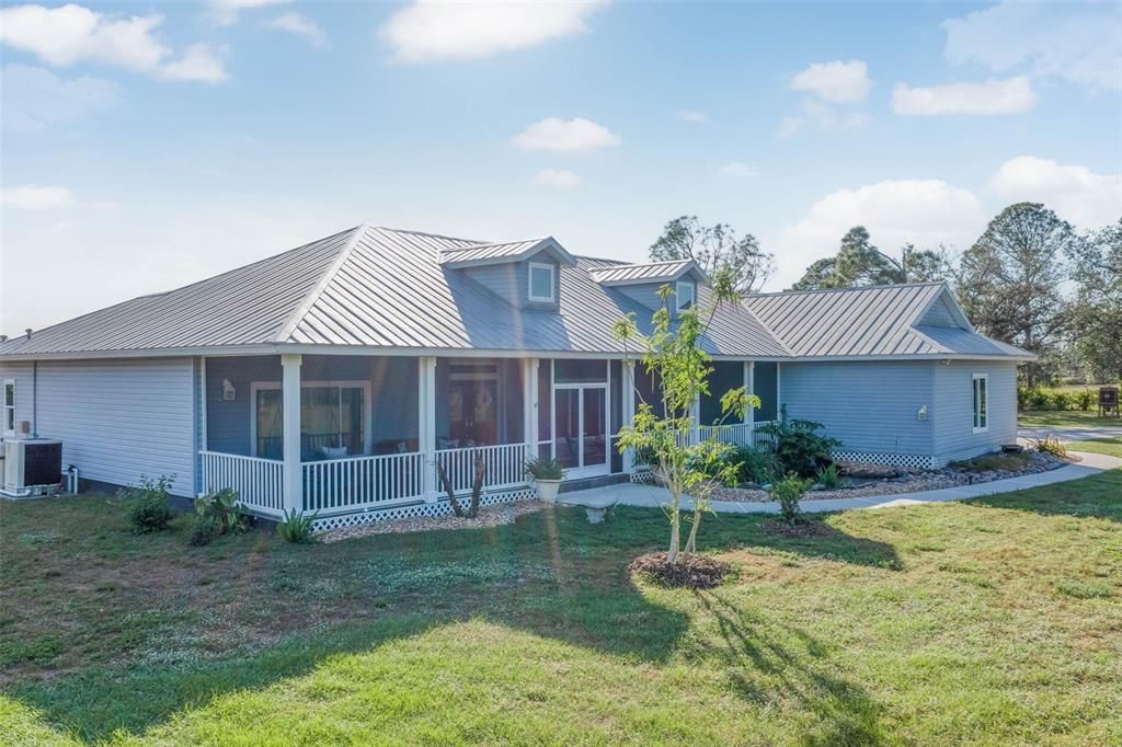 Large Front Porch with Koi Pond