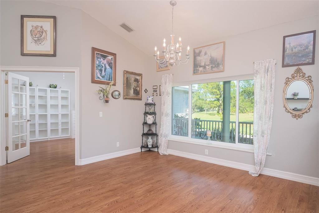 Formal dining area leading to the office.