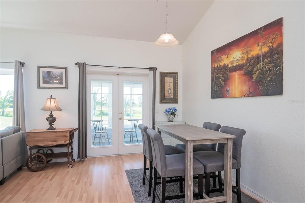 Cottage Dining area leading to sunroom.