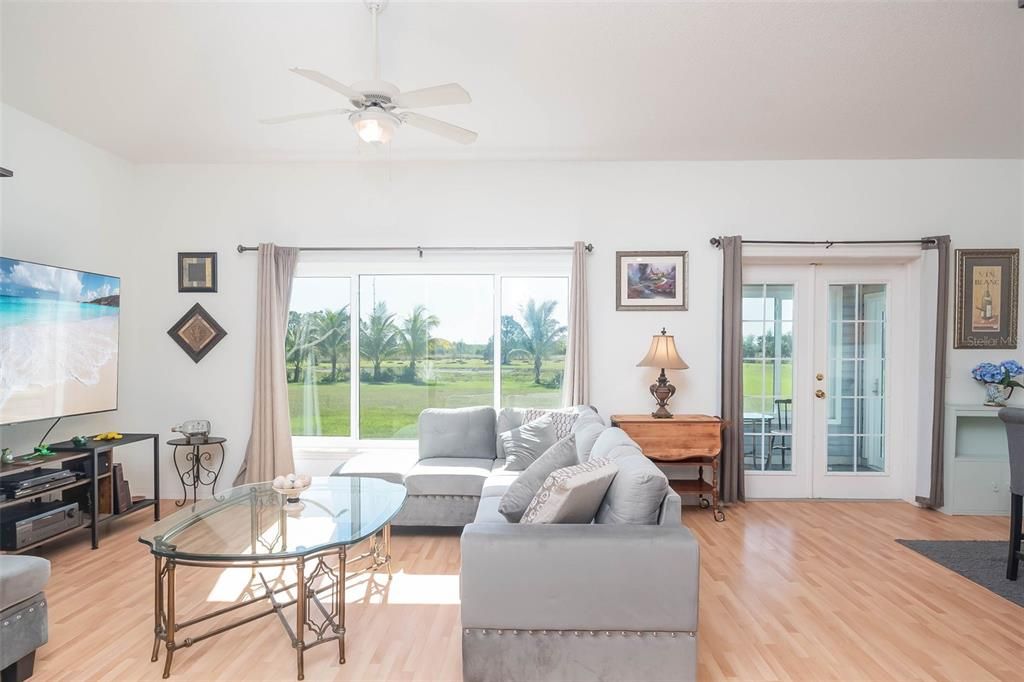 Cottage's living and dining great room