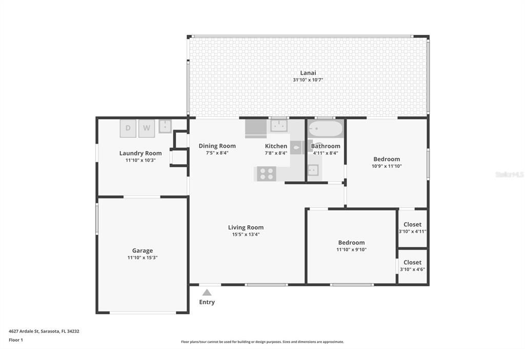 For Sale: $314,000 (2 beds, 1 baths, 792 Square Feet)