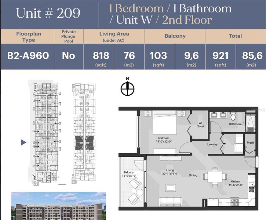 Active With Contract: $935,280 (2 beds, 3 baths, 1576 Square Feet)
