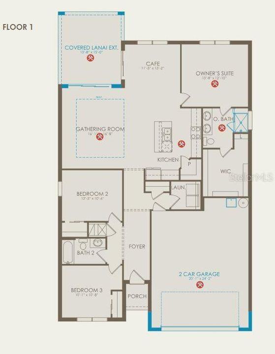 Floor plan with options selected