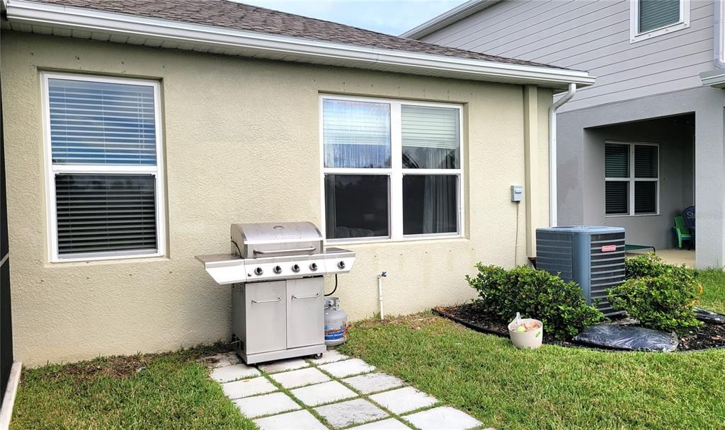 Grill area and rain gutters view.