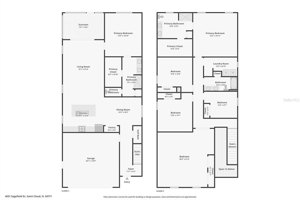 Carrington Floor Plan - Floor 1 & 2